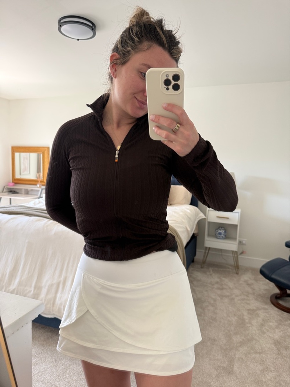 Athleta White Athletic layered mini Skort with Built-In Shorts